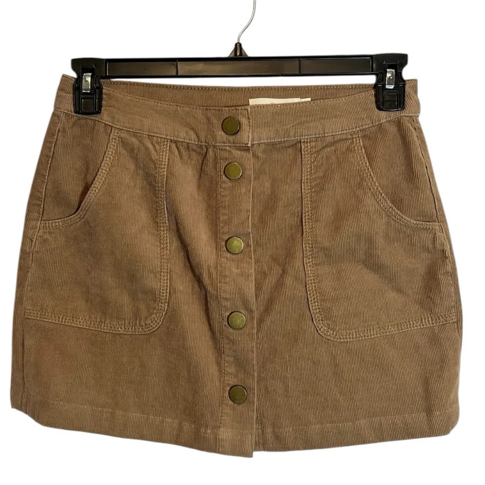 Tory Burch Brown Corduroy Snap Button-Front Skirt Size 8